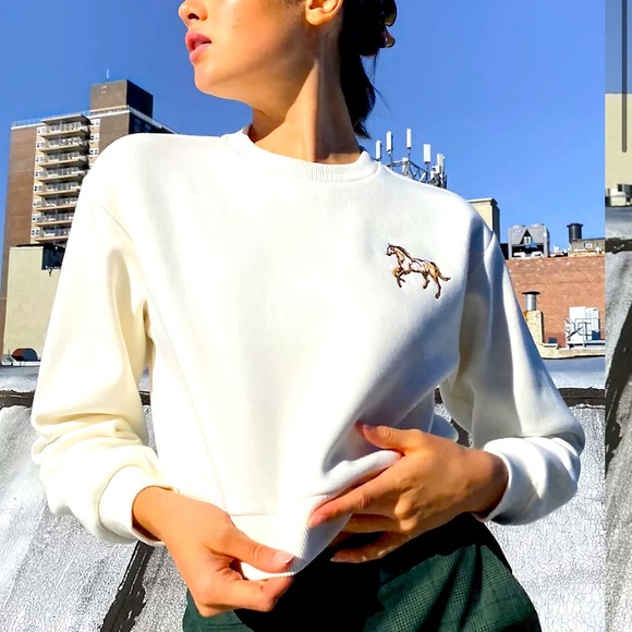 Aritzia Tops - Aritzia Sunday Best Embroidered Horse Crewneck Sweatshirt